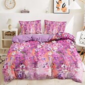 economico 100% cotone-Set di copripiumino floreale 100% cotone biancheria da letto morbida e traspirante con fiori rosa copripiumino leggero e resistente comodo per tutte le stagioni facile da mantenere