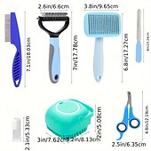 abordables Toilettage pour chiens-Ensemble de 7 brosses de toilettage pour chats et chiens, brosse autonettoyante pour animaux de compagnie avec coupe-ongles et lime, peigne anti-puces pour chien, brosse de bain pour animaux de