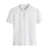 levne Pánské elitní polo-Pánské Pólo Práce ulice Klasický Krátký rukáv prázdniny Módní Pevná barva Proužky Knoflíky Stripe-Trim Léto Jaro Černá Bílá Světle šedá Pólo