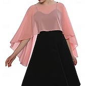 abordables enveloppes d&#039;invité de mariage-Écharpe Femme Élégant Sans manches Chiffon Boléros de Mariage Avec Couleur unie Pour Soirée Printemps &amp; Été