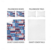billige Dynetrekk sett-American Independence Day trykt tredelt dundynetrekk hotell soverom gjesterom luksushotell sengetøy komfortsett 1 dundynetrekk 2 putevar king size sengesett 2 deler sett 3 pi