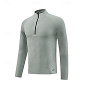 cheap Basic T shirts-Men&#039;s T Shirt Tee Tee Top Long Sleeve Shirt Long Sleeve Stand Collar Spring &amp;  Fall Plain Fashion Designer Basic Quarter Zip Vacation Street Going out Dark Gray Black Light Green Top Tee for Men