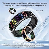 abordables Bracelets connectés-Bague connectée R12 pour hommes et femmes, écran LED, cadeau, moniteur de fréquence cardiaque et d&#039;oxygène dans le sang, modes multisports