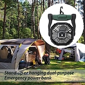 economico Luci e lanterne da campeggio-1 luce portatile da campeggio per esterni, ventilatore per esterni, power bank di emergenza, ventilatore con ricarica USB, batteria a lunga durata, tre livelli di oscuramento, quattro livelli di velocità del vento