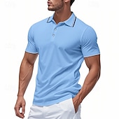 billige Klassisk poloskjorte for menn-Herre Golf skjorte Piké poloskjorter Virksomhet Avslappet Ribbet polokrage Kortermet Mote Grunnleggende Helfarge Knapper Sommer Vår &amp; Vinter Normal Mørkegrå Sjø blå Svart Hvit Lysegrønn Rød Golf