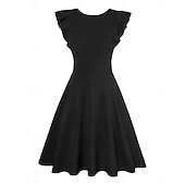 preiswerte Kleider-1950er Gerüscht Vintage inspiriert Midlänge Kleid Damen Alltagskleidung Date Party &amp; Abend Erwachsene