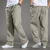 economico Pantaloni cargo-Per uomo Pantaloni cargo Pantaloni Pantaloni casual Tasche Gamba dritta Tinta unica Comfort Caldo Giornaliero Per eventi Per uscire Sportivo Di tendenza Nero Giallo Media elasticità