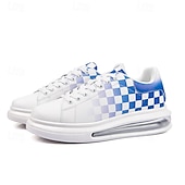 abordables Occasionnel-Baskets tendance à carreaux blancs et verts pour hommes avec semelle coussinée - chaussures décontractées élégantes pour le printemps et l&#039;été