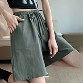 economico Fondamenti Falsi Essenziali-Per donna Finto cotone e lino Shorts Pantaloni Eleganti Pantaloncini Estivi Moda Corto Naturale Semplice Tasca Design con Coulisse Elastica All'aperto Confortevole All'aperto Vacanza Rosso Verde