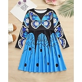 cheap 3D Butterfly Dress-Girls&#039; 3D Butterfly Dress Long Sleeve Summer Spring Vacation Daily Holiday Princess Beautiful Sweet Kids 4-12 Years Casual Dress A Line Dress Knee-length Regular Fit