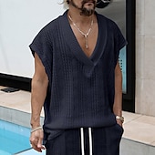 economico Canotte da palestra-Per uomo Canotta Maglietta smanicata Canottiera Maglietta senza maniche Senza Maniche Scollo a V Estate Semplice Moda Designer Essenziale Classico Vacanza Streetwear Uscire Nero Bianco Blu marino