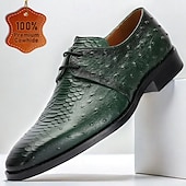 preiswerte Klassische Anzugschuhe-Grüne Oxford-Schuhe aus echtem Leder für Herren – luxuriöse Schnürschuhe mit Krokodilmuster für Kentucky Derbys und Hochzeiten