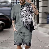 Χαμηλού Κόστους Ανδρικά εμπριμέ σετ μπλουζάκια-Ανδρικά Τίγρη 2 τεμ Σετ μπλουζάκια Καλοκαιρινές κορυφές Κοντομάνικο Κοντό παντελόνι Στρογγυλή Ψηλή Λαιμόκοψη Αθλητισμός Καθημερινό ΕΞΩΤΕΡΙΚΟΥ ΧΩΡΟΥ Διακοπές Αθλημα 3D εκτύπωση Καλοκαίρι