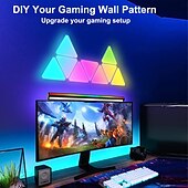 cheap Indoor Wall Lights-LED Lights 3/6/8/10/12Pack Lights Gaming Lights Smart Wall Lights with APP &amp; Remote Control WiFi Connect for Home Decor,Gaming Room,Bar