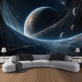 preiswerte Planetenteppich-Planet Universum hängender Wandteppich große Wandteppich Wanddekoration Fotohintergrund Decke Vorhang Zuhause Schlafzimmer Wohnzimmer Dekoration Blau