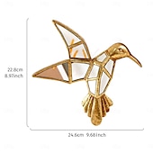 economico sculture murali-decorazione da parete in resina dorata con passero e cavalletta, design con intarsi a specchio, ornamento unico da appendere per gli amanti degli uccelli, decorazione per la casa, le feste e lo zoo