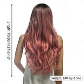お買い得  トレンドの合成ウィッグ-人工毛ウィッグ ウェーブ アシメントリー・ヘアカット ディープパーティー 機械製 かつら 28 インチ A1 合成 女性用 ミドル部 弾性ある 快適 ピンク
