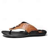 preiswerte Urlaubsandalen-Moderne Flip-Flops aus hellbraunem Kunstleder für Herren mit doppelten Aussparungen und verstellbaren Riemen – vielseitiges Schuhwerk für Komfort im Alltag