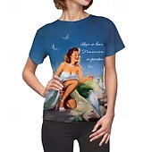 お買い得  トップス-Ｔシャツ(21) レトロポスター レトロガール グラフィック柄 用途 女性用 成人 マスカレード 3Dプリント バケーション パーティー