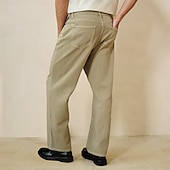 abordables Pantalons élite pour hommes-Homme Pantalon chino Boutons Avec Poches Jambe Droite Couleur Unie Longueur complète Extérieur Vacances Occasionnel Élégant Vacances Kaki clair Noir Micro-Élastique