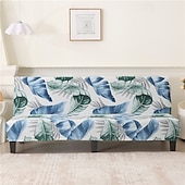billiga Futon soffa-jacquardtyg armlös bäddsoffa överdrag soffa nyår dekor överdrag stretchskydd elastiskt bänkskydd