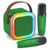 abordables Microphones-Mini machine de karaoké portable Bluetooth, mini microphone de karaoké, haut-parleur de chant avec 2 micros sans fil et lumière pour tous les smartphones