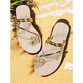economico Infradito da Vacanza-Per donna Sandali Boho Da mare Giornaliero Farfalla Piatto Punta tonda Festività PU Mocassino Argento Nero Bianco