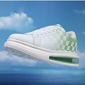 abordables Occasionnel-Baskets tendance à carreaux blancs et verts pour hommes avec semelle coussinée - chaussures décontractées élégantes pour le printemps et l&#039;été