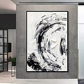 abordables Peintures Abstraites-peinture à l&#039;huile faite à la main, décoration murale, abstrait, simple, texture noir et blanc, pour la décoration intérieure, peinture roulée sans cadre, non étirée