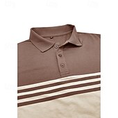 billige Color Block Polo for menn-Herre Poloskjorte i bomull Avslappet Virksomhet Ribbet polokrage Klassisk Kortermet Grunnleggende Moderne Helfarge Horisontale strips Knapper Logo Sommer Vår sommer Normal Mørkebrun Mørkerød Svart