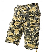 preiswerte Klassiker-Herren Cargo-Shorts Shorts mit Camouflage-Muster Shorts Sommershorts Bein Kordelzug Mehrere Taschen Klappentasche Tarnung Komfort tragbar Knielang Outdoor Sport Täglich Mode Lässig Armeegrün Rote