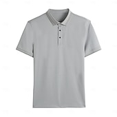 levne Pánské elitní polo-Pánské Pólo Práce ulice Klasický Krátký rukáv prázdniny Módní Pevná barva Proužky Knoflíky Stripe-Trim Léto Jaro Černá Bílá Světle šedá Pólo