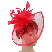 billiga Hattar och fascinators-Huvudbonad Faux Linne Fjädrar Bröllop Kvällsfest Elegant Bröllop Med Fjäder Hårbonad Huvudbonader
