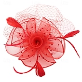 voordelige Hoeden &amp; Hoofdstukken-Helm Tule Veren Bruiloft Avond Feest Elegant Bruiloft Met Veer Tule Helm Hoofddeksels