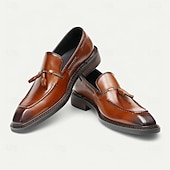 economico Mocassini in pelle premium-mocassini da uomo in vera pelle fatti a mano - scarpe eleganti con nappine marroni di prima qualità per il kentucky derby, occasioni formali e di lavoro