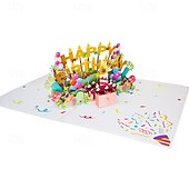 abordables Fournitures pour Fête d&#039;Anniversaire-Carte de vœux 3D pour fête d&#039;anniversaire, carte de vœux dépliable en papier sculpté fait main, joyeux anniversaire