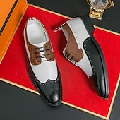 abordables Officiel-Chaussures richelieu à bout golf tricolores pour hommes en noir, blanc et marron, chaussures de spectateur en cuir d&#039;inspiration Gatsby pour fêtes vintage, mariages et soirées formelles