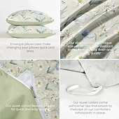 baratos 100% algodão-Capa de Edredom Floral Romântica Tamanho Duplo Conjunto de Cama Conjuntos de Cama Capa de Colcha Macia e Leve com 2 Cases de Almofada para Verão Primavera