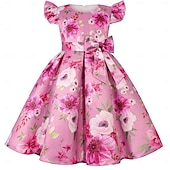 cheap Casual Dresses-Kids Girls&#039; Party Dress Graphic Sleeveless Special Occasion Princess Polyester Party Dress Summer Spring kids Yellow Wine Blue