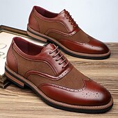 abordables Officiel-Homme Brogue Brogue Cuir PU Respirant Confortable Antidérapant À lacets Noir Jaune Rouge Automne Hiver