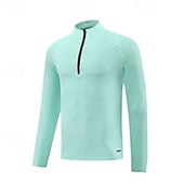 cheap Basic T shirts-Men&#039;s T Shirt Tee Tee Top Long Sleeve Shirt Long Sleeve Stand Collar Spring &amp;  Fall Plain Fashion Designer Basic Quarter Zip Vacation Street Going out Dark Gray Black Light Green Top Tee for Men