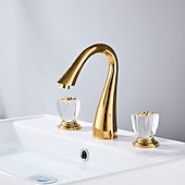 cheap LED Faucets-Bathroom Sink Faucet - Widespread Electroplated Centerset Two Handles Three HolesBath Taps