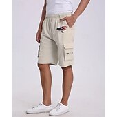 cheap Classic-Men&#039;s Cargo Shorts Shorts Summer Shorts Drawstring Elastic Waist Multi Pocket Eagle National Flag Comfort Wearable Knee Length Outdoor Sport Daily Fashion Casual Black Navy Blue