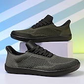 billiga Vardagssneakers-barfota vardagssneakers för män - modern svart, andningsbar mesh, komfortsula - lämplig för dagligt bruk och lätta sporter