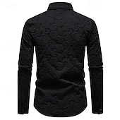 billiga herrskjorta med knäppning-Herr Skjorta Sommarskjorta Casual skjorta Strandskjorta Knapp upp skjorta Svart Vit Långärmad Slät Kavajslag Semester Hawaiisk Jacquard Kläder Polyester Mode Ledigt Bekväm