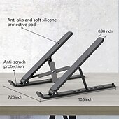 billige Stativ og kjøleputer-bærbar stativ for skrivebord justerbar bærbar stigerør sammenleggbar bærbar bærbar holder ventilert kjølende notebookstativ for 10-15,6 tommers bærbar PC