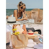 tanie Torby i torebki-Damskie Torba z uchwytem (tote) Toby na ramię Siateczka Zakupy Codzienne Plaża Duża pojemność Jednokolorowe Czarny Różowy Jasnozielony
