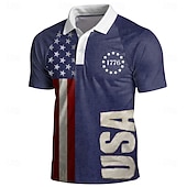  4η Ιουλίου 2026 250η Ανδρικά Αμερικάνικη σημαία Πόλο Κοντομάνικο Μπλουζάκια πόλο Πουκάμισα με γιακά Βίντατζ Καθημερινό ΕΞΩΤΕΡΙΚΟΥ ΧΩΡΟΥ Ένδυση γυμναστικής και άθλησης 3D εκτύπωση Κουμπιά Καλοκαίρι