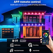 お買い得  USB電源-家のための恒久的な屋外ライト RGB 15m/10m LED ストリングライト 防水 スマート LED 軒先ライト アプリ付き &amp;リモコンクリスマスパーティー、毎日のハロウィーン、すべての休日の装飾、家の屋根と庭の照明