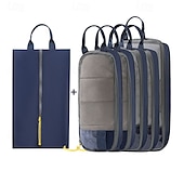 economico deposito bagagli e viaggi-set di contenitori da viaggio con cubi di imballaggio compressi, set da 3/6 cubi di imballaggio compressi per viaggi, organizer per bagagli con rete visiva per vestiti, borsa portatile leggera per